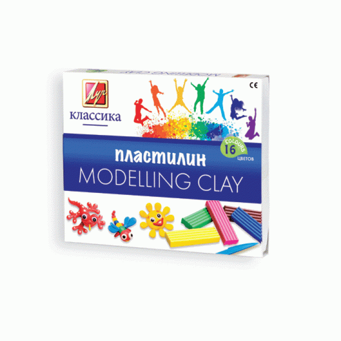 Пластилин ЛУЧ КЛАССИКА 16 цв. 320 г со стеком Луч 066424