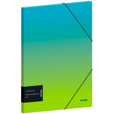 Папка на резинке Berlingo "Radiance" А4, 600мкм, голубой/зеленый градиент, с рисунком 299533
