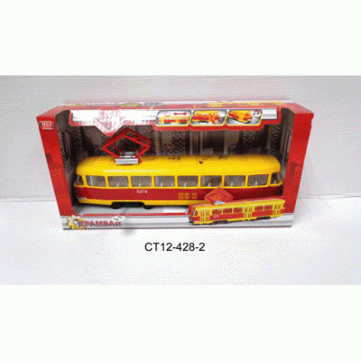 Модель пластик свет-звук ТРАМВАЙ, 24 см, двери, кор. Технопарк  CT12-428-2 (24)