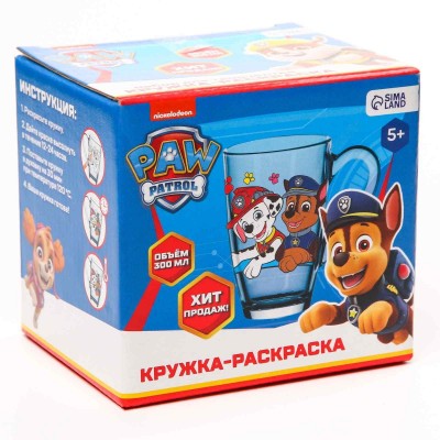 Роспись стеклянной кружки "Команда" PAW PATROL, 300 мл 7728508