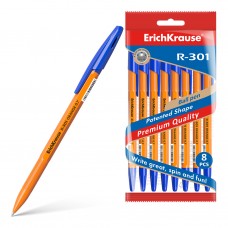 Ручка шариковая ErichKrause® R-301 Orange Stick 0.7, цвет чернил синий (в пакете по 8 шт.) 56614