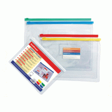 Папка-конверт на молнии ERICH KRAUSE А5 238*175мм, прозрачная, карман для визитки, 0,14мм, 2937