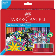 Карандаши цветные Faber-Castell, 60цв., заточен., картон. подставка, европодвес 286237