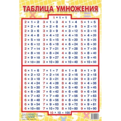 Таблица умножения (мини), изд.: Литур, авт.: 12 978-5-9780-0799-2