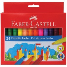 Фломастеры Faber-Castell  "Замок" "Jumbo", 24цв., утолщенные,  смываемые, картон, европодвес 286206