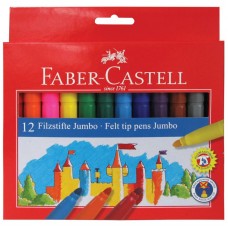 Фломастеры Faber-Castell "Замок" "Jumbo", 12цв., утолщенные, смываемые, картон, европодвес 286205