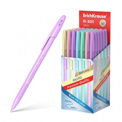 Ручка шариковая ErichKrause® R-301 Pastel Stick 0.7, цвет чернил синий 55387