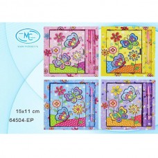 Блокнот 64504-EР детский:"БАБОЧКИ";в подарочной упаковке(19*18),яркая,цвет.обложка 7-БЦ,рисунок-бабо