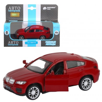 ТМ "Автопанорама" Машинка металлическая 1:43 BMW X6, красный, откр. двери, инерция, в/к 17,5*12,5*6,5 см JB1251252