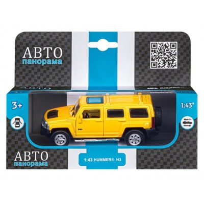 ТМ "Автопанорама" Машинка металлическая 1:43  Hummer H3, желтый, откр. двери, инерция, в/к 17,5*12,5*6,5 см JB1251268