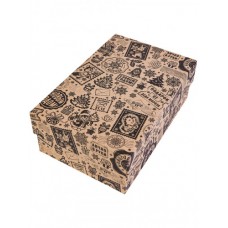 Одинарная прямоугольная KRAFT коробка Новогодняя почта 19 х 12 х 7,5 см  КОР-2115 КОР-2115