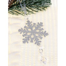 Новогоднее подвесное украшение Нежная снежинка, серебряная 10 см  НУ-5146 НУ-5146