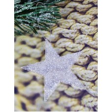 Новогоднее подвесное украшение Звезда, серебряная 12 см  НУ-5128 НУ-5128