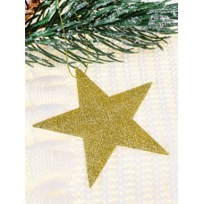 Новогоднее подвесное украшение Звезда, золотая 12 см  НУ-5127 НУ-5127