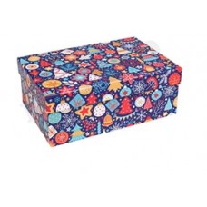 Одинарная прямоугольная коробка Новогодний декор 19*12*7,5 см НК-0577 НК-0577