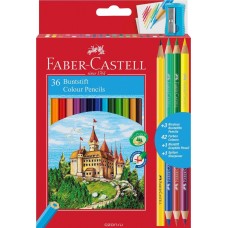 Карандаши Faber-Castell "Замок", 42цв., 36+3+1шт., заточен., картон, европодвес, с точилкой Faber-Castell 257349