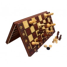 Шахматы деревянные 3в1 (поле 29 см) шахматы-магн., дерево, шашки-пласт. без магн. (Арт. P00033)