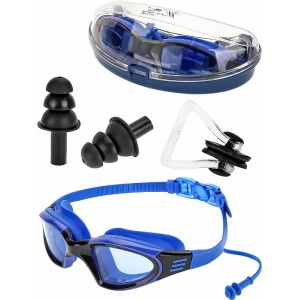Очки для плавания с зажимом для носа, беруши в комплекте (цвет синий) Арт. ДО-8075 ДО-8075
