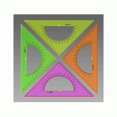 Треугольник с транспортиром 16см 45* NEON Cristal 4цв. СТАММ ТК61