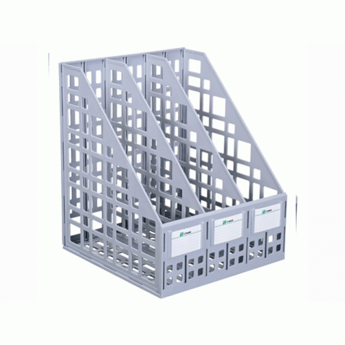 Лоток для бумаг вертикальный Стамм, сборный, 3 отделения, серый Стамм 076883