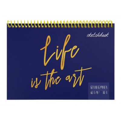 Скетчбук А5 Life is the art (7БЦ, спираль, мат лам+лён, 80л, 60г, офсет) С80-2712