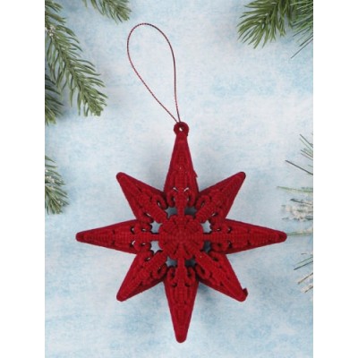 Новогоднее подвесное украшение с бархатом Яркая звезда в ассортименте 13,5 см  НУ-5123 НУ-5123
