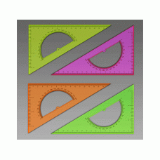 Треугольник 30°, 16см Стамм, прозрачный флуоресцентный, 4цв., с транспортиром Стамм 001488