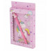 Подарочный блокнот в футляре 13,0 см * 18,0 см, гребень, Alingar, ламинация, ручка, 48 л., клетка, "Единорожка", розовый AL11755