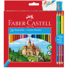 Карандаши цветные Faber-Castell, 24цв.+4, заточен., картон, европодвес, с точилкой Faber-Castell 286621