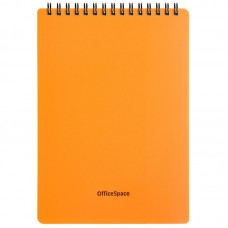Блокнот А5 60л. на гребне OfficeSpace "Neon", оранжевая пластиковая обложка 310415