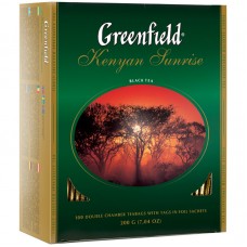 Чай GREENFIELD (Гринфилд) "Kenyan Sunrise" ("Рассвет в Кении"), черный, 100 пакетиков 620389