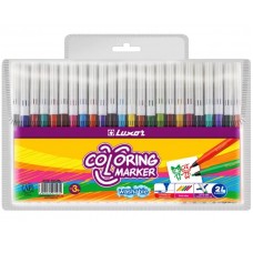 Фломастеры Luxor "Coloring", 24цв., смываемые, ПВХ, европодвес 6101/24 WT