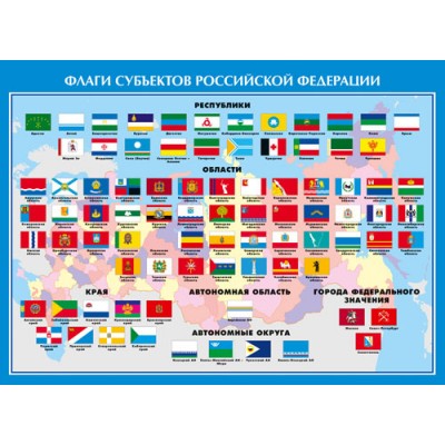 Плакат А2  Флаги субъектов Российский Федерации 10-01-0144