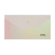 Папка-конверт на кнопке СТАММ "Сияние" С6, 180мкм, пластик, непрозрачная, белый 377057
