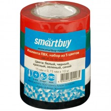 Изолента Smartbuy, 15мм*10м, 150мкм, набор из 5 цветов Smart Buy 291551