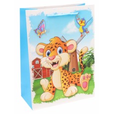 Dream cards Пакет подарочный с мат. лам. Игривый леопард 26х32х10 см (L),210 г ПКП-3477