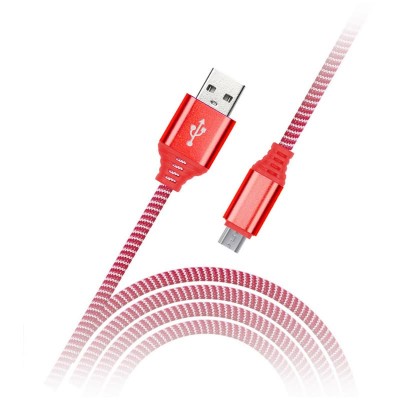 Кабель Smartbuy iK-12NS, USB2.0 (A) - microUSB (B), в оплетке, 2A output, 1м, красный 321350