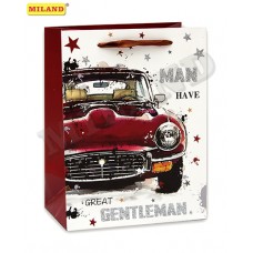 Dream cards Пакет подарочный с глянц.лам.и глиттером 32х26х12 см(L)Красный автомобиль,210г ПП-0211