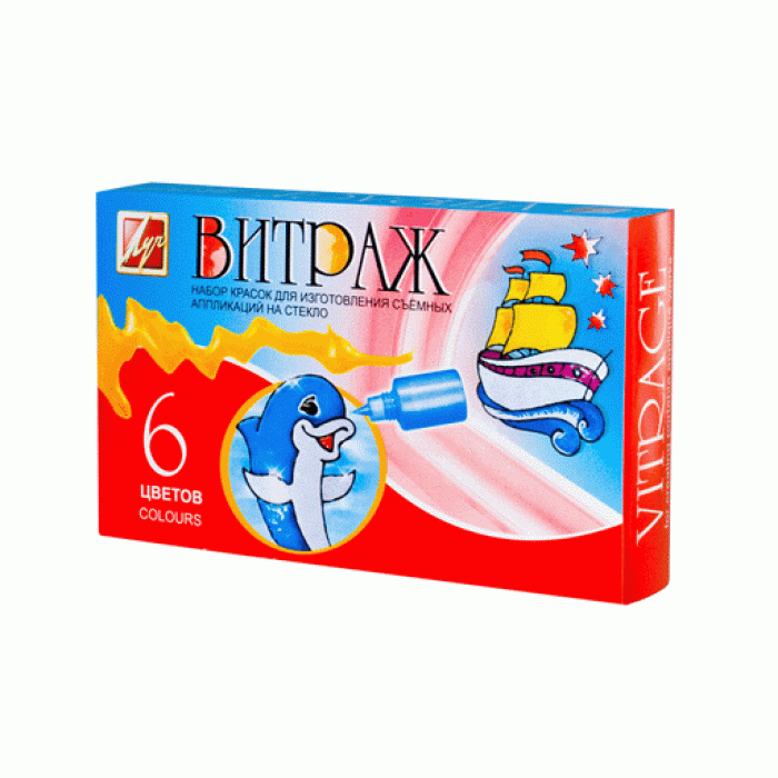 Краски витражные ВИТРАЖ 20 мл 135 г 6 цв. Луч 035643