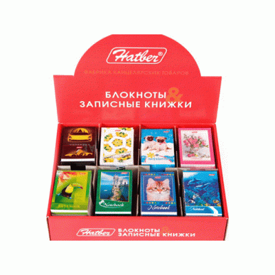 Блокнот 48л А7ф клетка на клею Ассорти- 65х100мм 3-х цв. блок Бло383