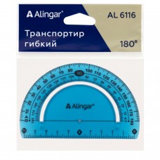 Транспортир Alingar, 180 градусов, пластиковый, гибкий, цвета ассорти, пакет ПВХ с европодвесом AL6116