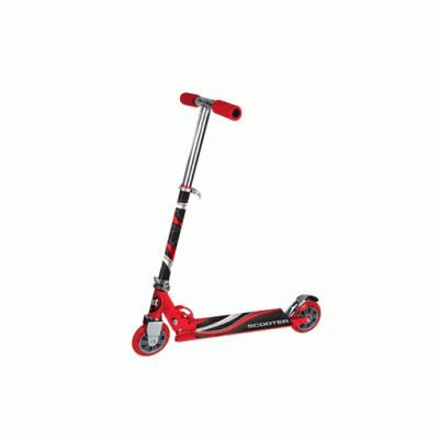 231173 САМОКАТ 2-КОЛ. СКЛАДНОЙ, СТАЛЬ, КОЛ. PVC 90ММ, ПЛАТФОРМА 35*9СМ, КРАСНЫЙ