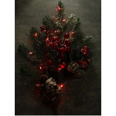 Новогоднее украшение Гирлянда-проволока 1,9 м, 20 красных ламп, на батарейках 2*CR2032 НУ-3651