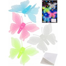 Набор наклеек флюоресцентных. Бабочки (4 штуки размер 8х5,5 см) в пакете (19х12,9 см) (Арт. 2136412)