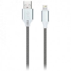 Кабель Smartbuy iK-512NS, USB(AM) - Lightning(M), для Apple, в оплетке, 2A output, 1м, белый, черный 321346