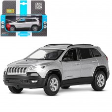 ТМ "Автопанорама" Машинка металл. 1:32 Jeep  Cherokee, серебряный, инерция, свет, звук, откр. двери и багажник, в/к 17,5*13,5*9 см JB1251498