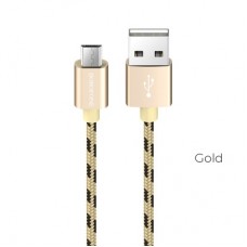 Кабель USB - микро USB Borofone BX24 Ring, 1.0м, круглый, 2.4A, нейлон, цвет: золотой