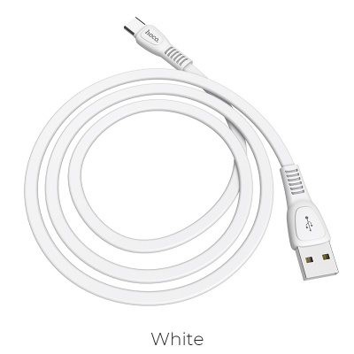 Кабель USB - Type-C HOCO X40 Noah, 1.0м, плоский, 2.4A, силикон, цвет: белый