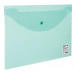 Папка-конверт с кнопкой STAFF, А4, до 100 листов, прозрачная, зеленая, 0,12 мм, 225171