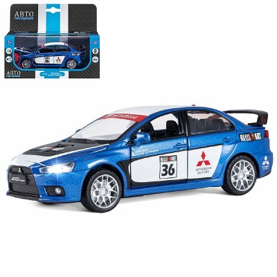 ТМ "Автопанорама" Машинка металлическая1:32  Mitsubishi Lancer Evolution, синий, откр. двери, капот и  багажник, свет, звук, инерция, в/к 17,5*13,5*9 см JB1251472